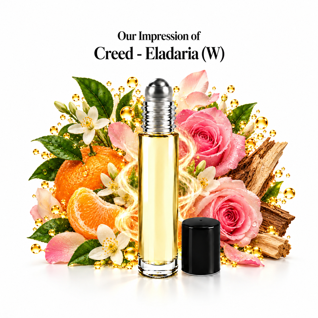 Our impression of Creed - Eladaria Perfume Oil with fragrance notes on white