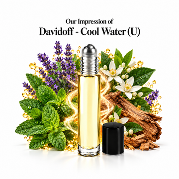 Davidoff Cool Water Perfume Oil roll-on with scent-note imagery