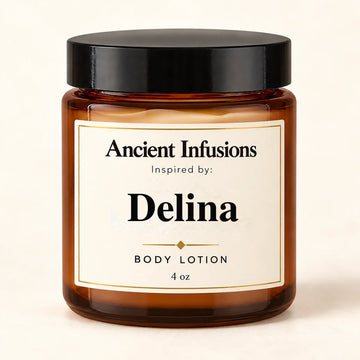 Delina Inspired Body Lotion by Ancient Infusions — 4 oz amber glass jar