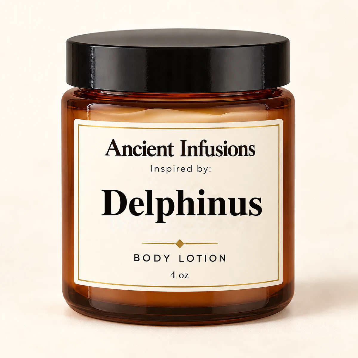 Delphinus Inspired Body Lotion by Ancient Infusions — 4 oz amber glass jar