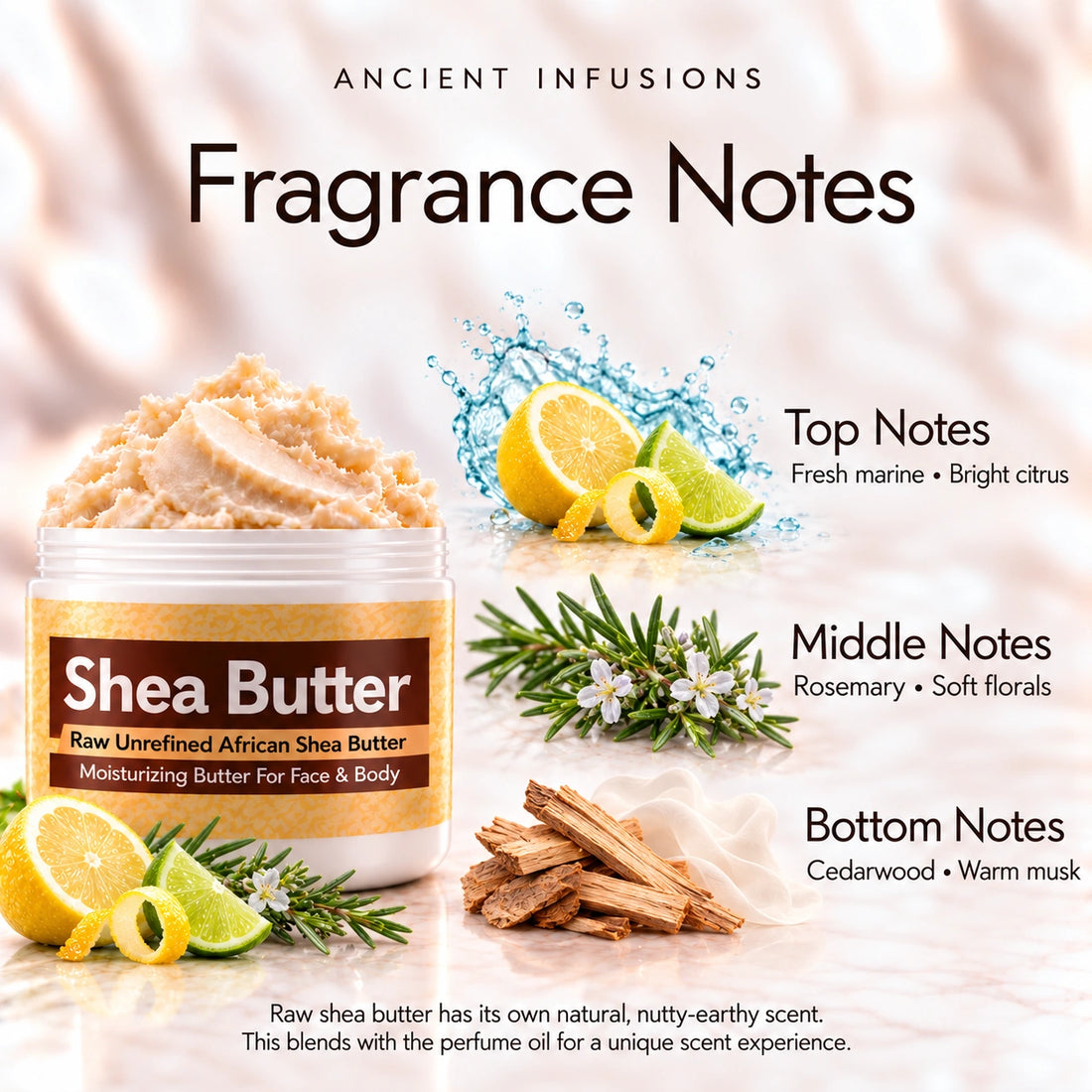 Acqua di Gio Shea Butter in an open white jar with textured ivory shea butter and subtle scent accents on a soft cream background.