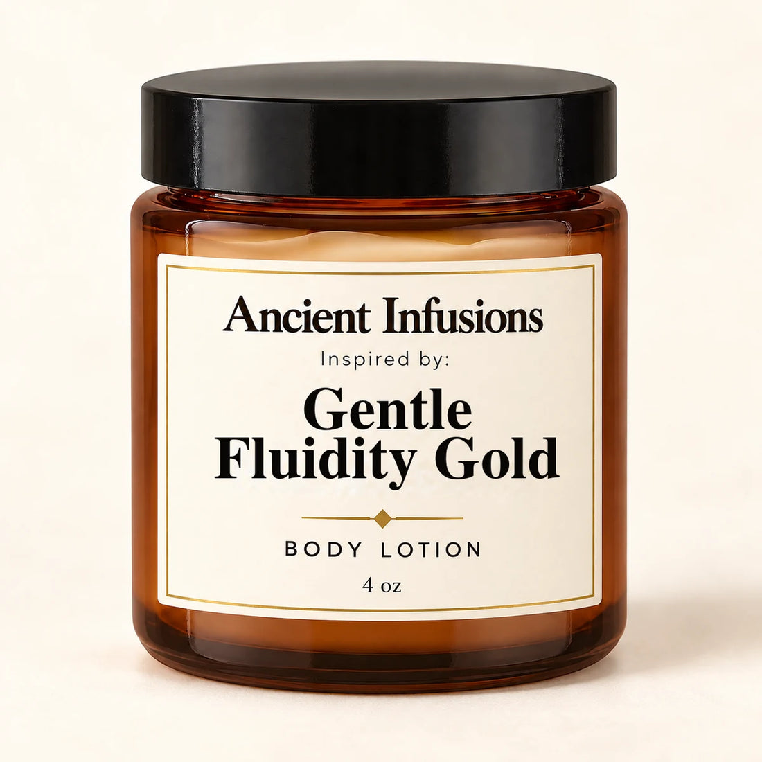 Gentle Fluidity Gold Inspired Body Lotion by Ancient Infusions — 4 oz amber glass jar