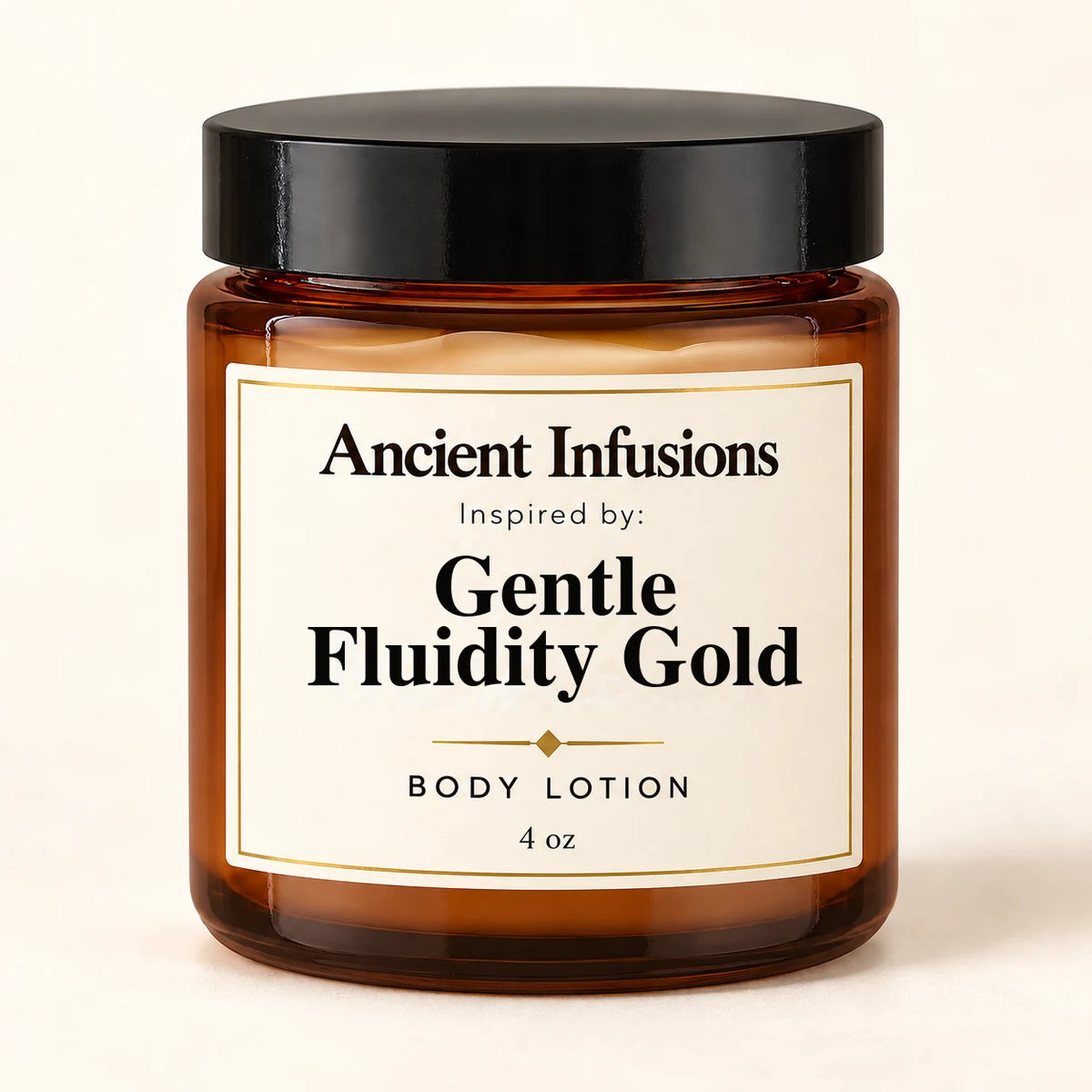 Gentle Fluidity Gold Inspired Body Lotion by Ancient Infusions — 4 oz amber glass jar