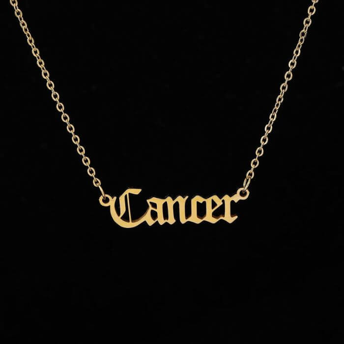 Gold and Silver Stainless Steel Cancer Necklace by Ancient Infusions – Elegant Zodiac Pendant for Men and Women.