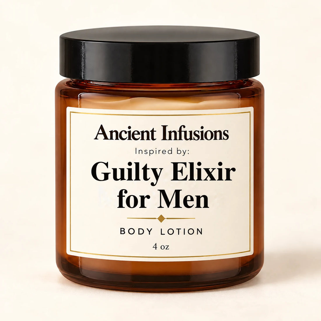 Guilty Elixir for Men Inspired Body Lotion by Ancient Infusions — 4 oz amber glass jar