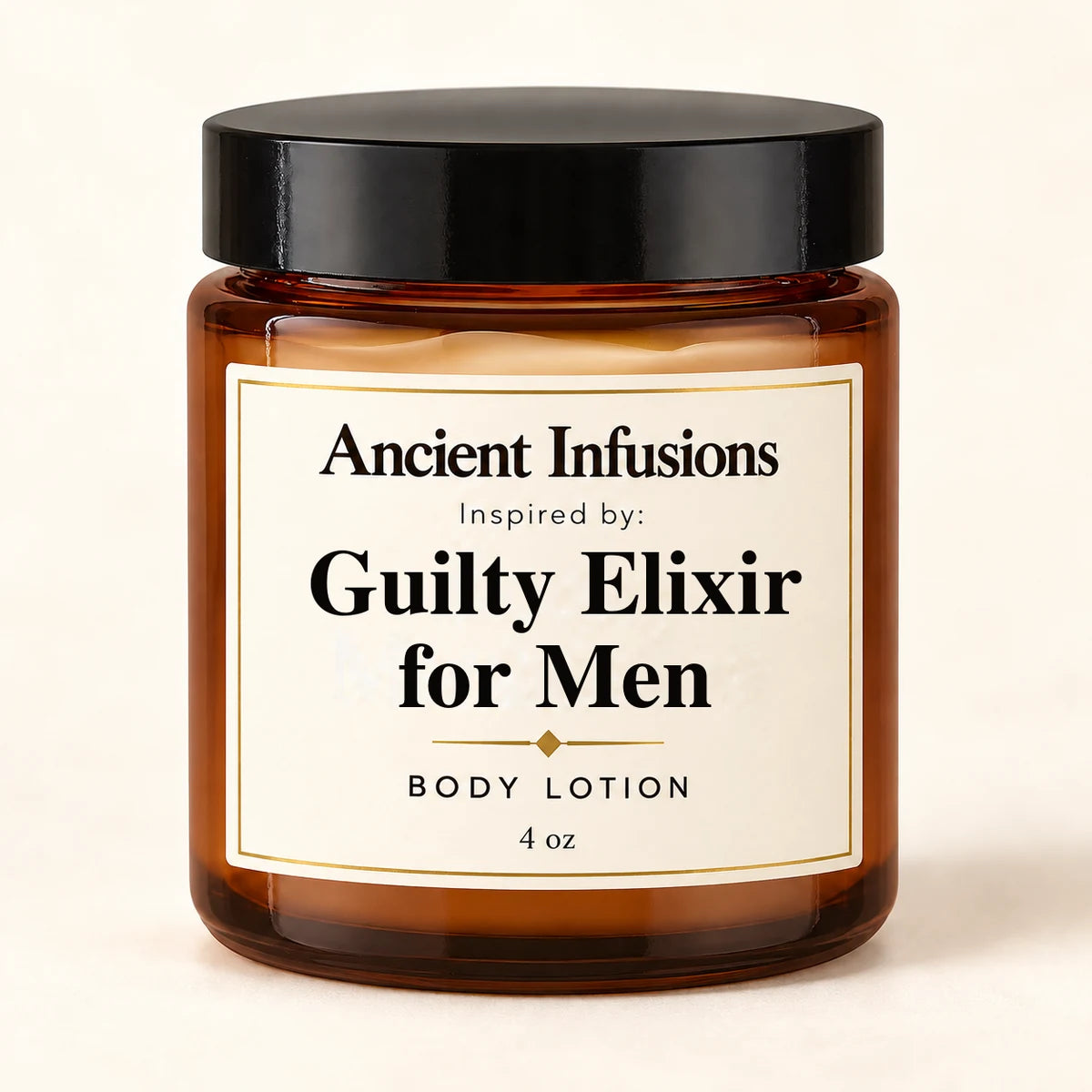 Guilty Elixir for Men Inspired Body Lotion by Ancient Infusions — 4 oz amber glass jar