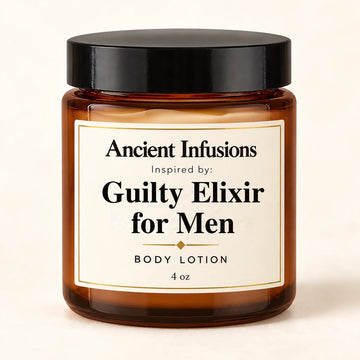 Guilty Elixir for Men Inspired Body Lotion by Ancient Infusions — 4 oz amber glass jar