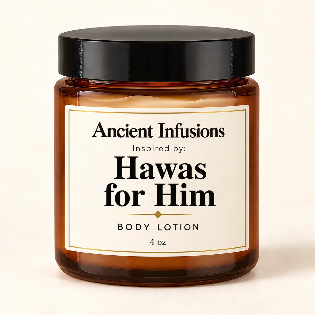 Hawas for Him Inspired Body Lotion by Ancient Infusions — 4 oz amber glass jar