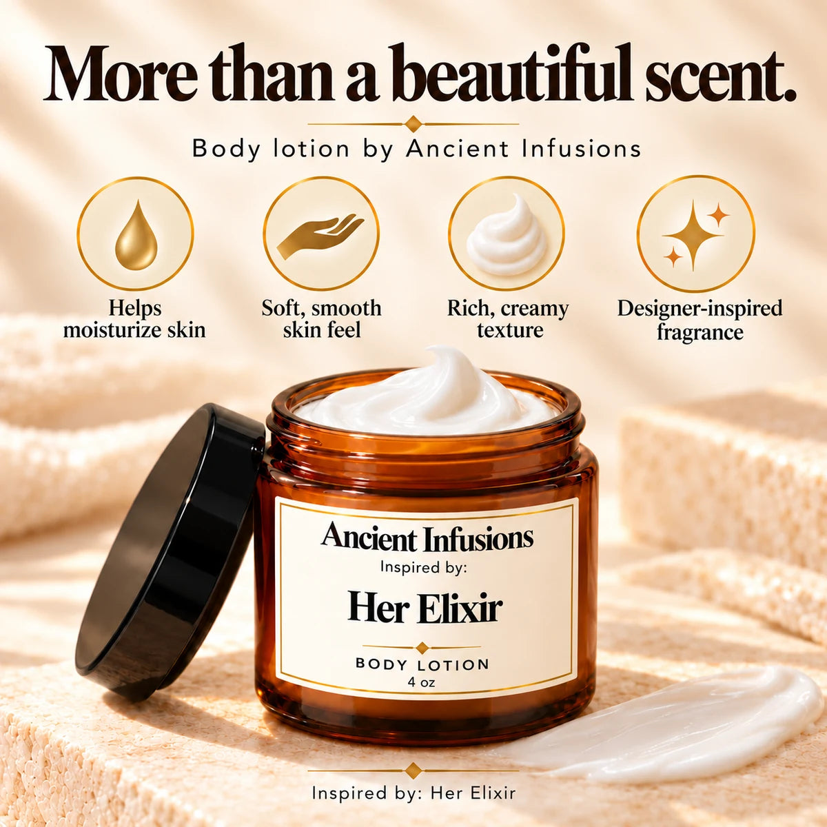 Her Elixir Inspired Body Lotion by Ancient Infusions — moisturizing body lotion benefits