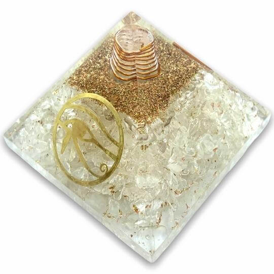 Clear Quartz Orgone Pyramid for energy amplification and clarity.