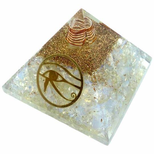 Opalite Orgone Pyramid for clarity, transformation, and energy alignment.