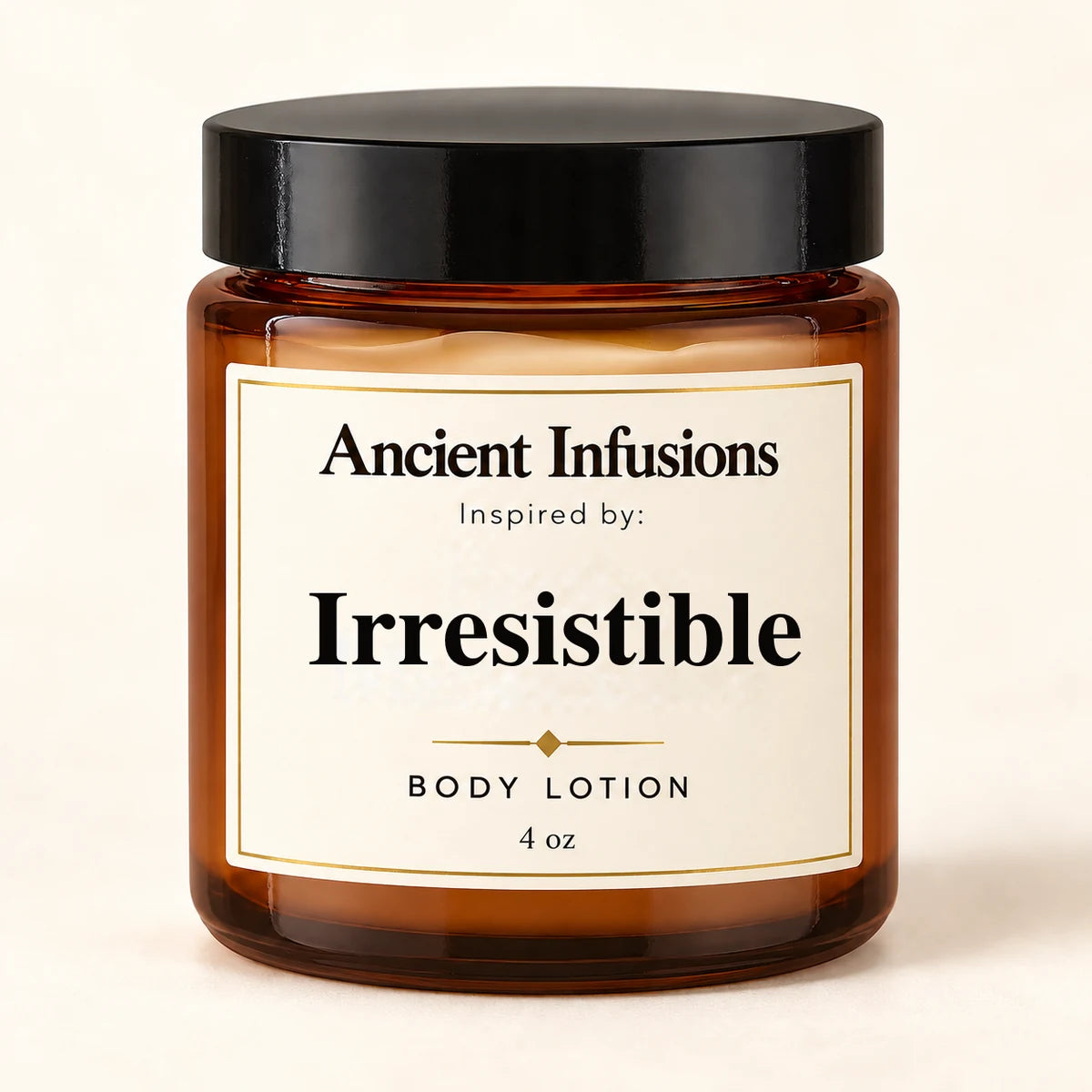 Irresistible Inspired Body Lotion by Ancient Infusions — 4 oz amber glass jar