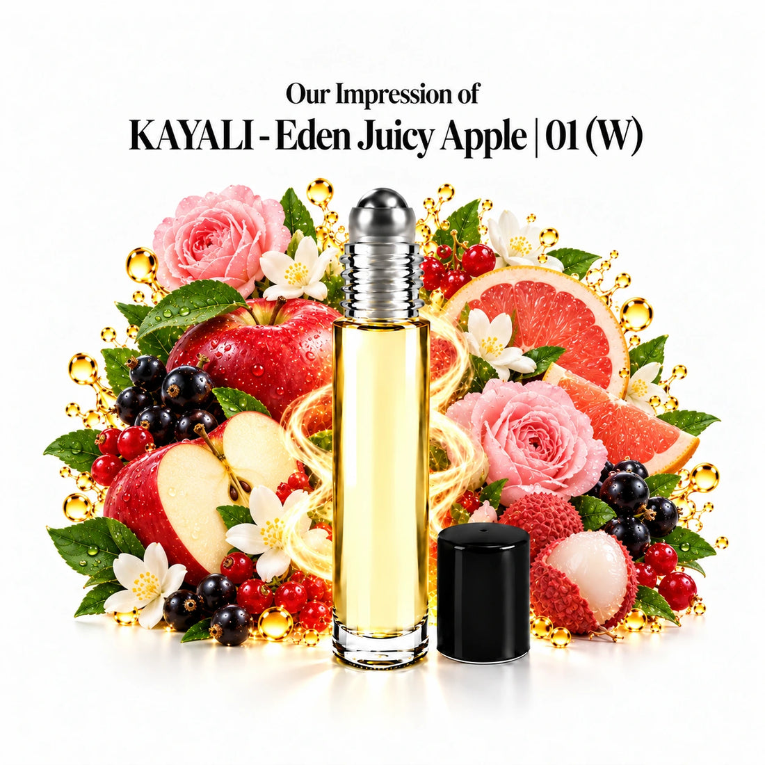 Our impression of KAYALI Eden Juicy Apple perfume oil with red apple, berries, grapefruit, lychee, jasmine and rose