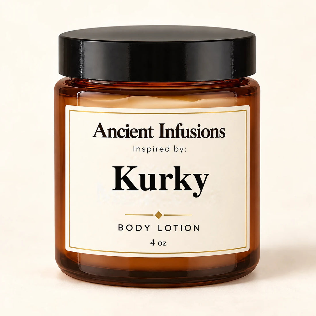 Kurky Inspired Body Lotion by Ancient Infusions — 4 oz amber glass jar