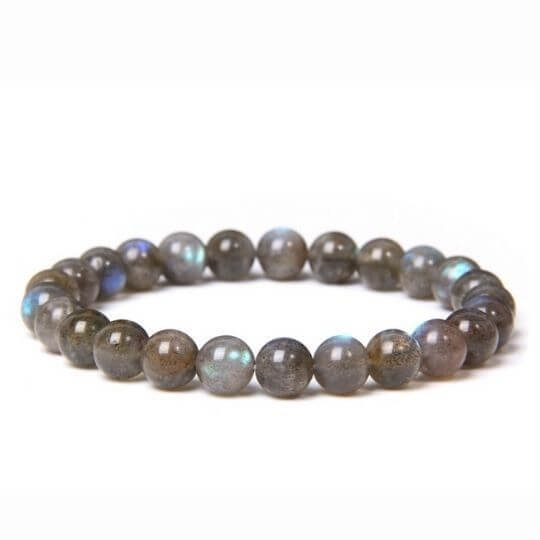 Real Labradorite Beaded Elastic Bracelet for Men and Women – Healing Crystal Jewelry.