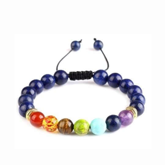 Lapis Lazuli 7 Chakra Energy Bracelet – Natural Stones for Balance and Wisdom.