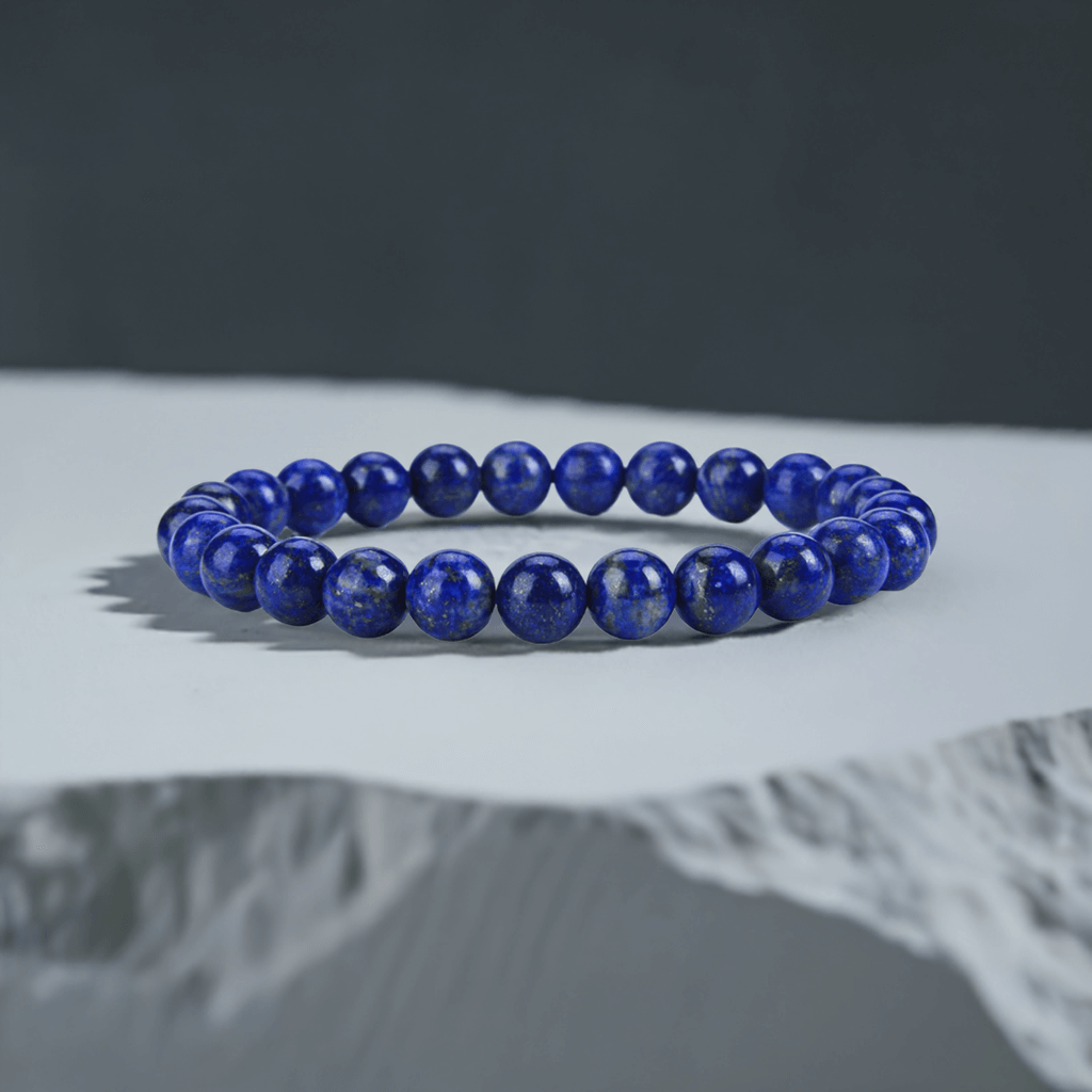 Lapis Lazuli Bracelet for Men and Women – Genuine Beaded Elastic Healing Crystal Jewelry.