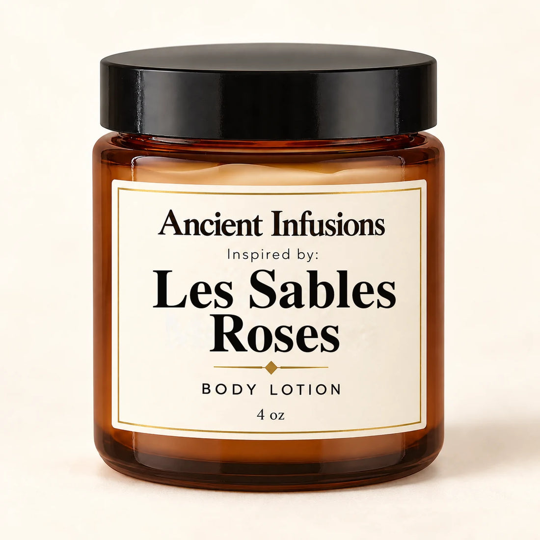 Les Sables Roses Inspired Body Lotion by Ancient Infusions — 4 oz amber glass jar