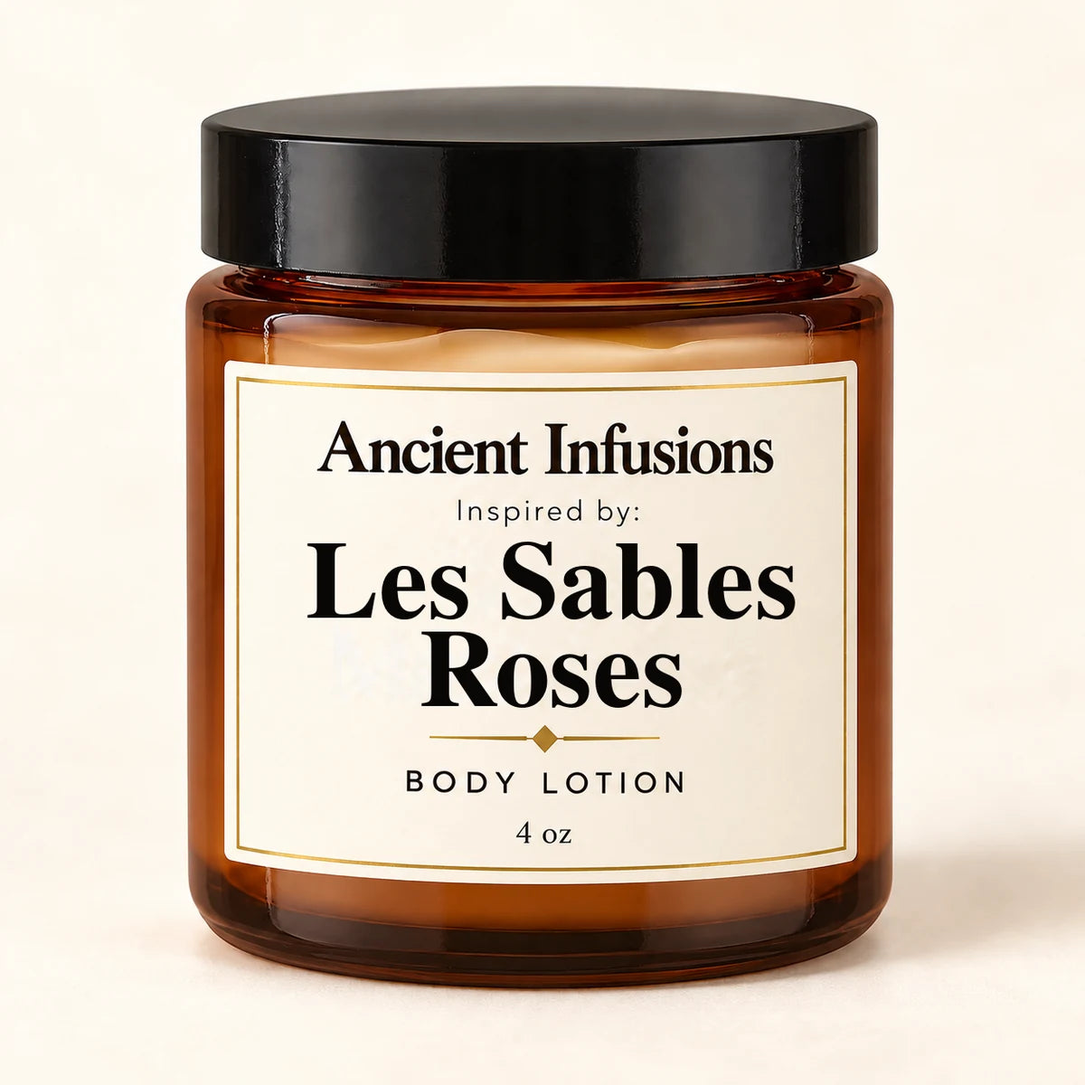 Les Sables Roses Inspired Body Lotion by Ancient Infusions — 4 oz amber glass jar