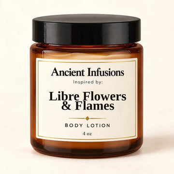 Libre Flowers & Flames Inspired Body Lotion by Ancient Infusions — 4 oz amber glass jar