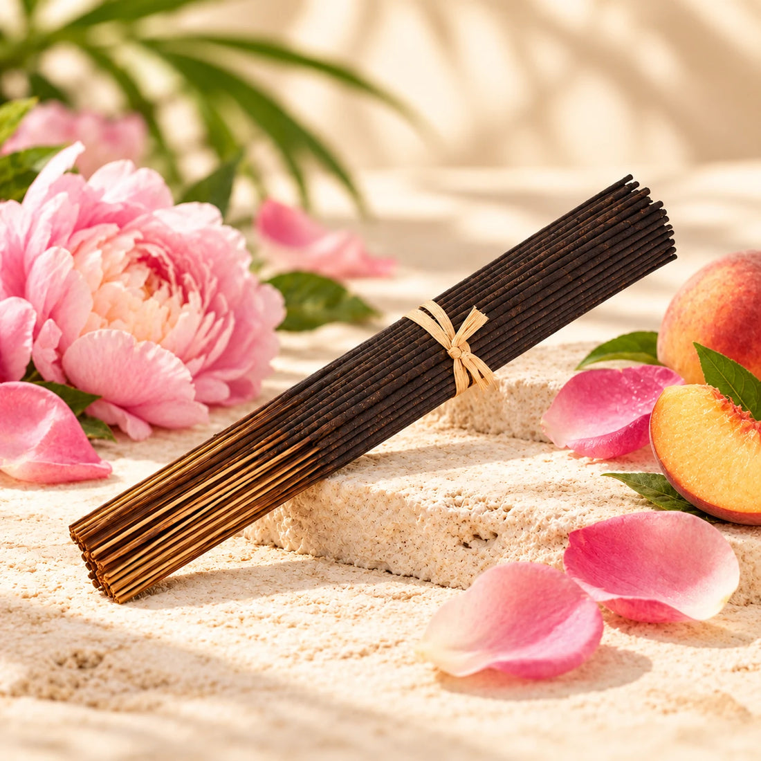 Love Spell Incense Sticks on cream stone.