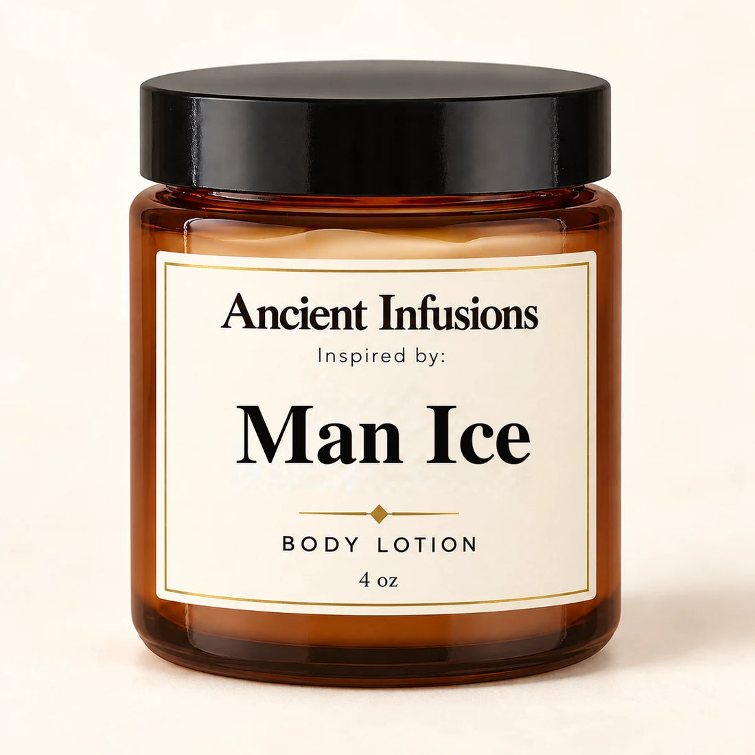 Man Ice Inspired Body Lotion by Ancient Infusions — 4 oz amber glass jar