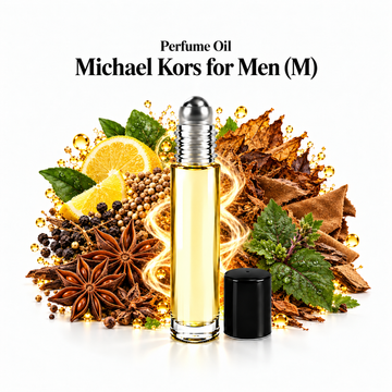 Michael Kors for Men Perfume Oil roll-on with scent-note imagery