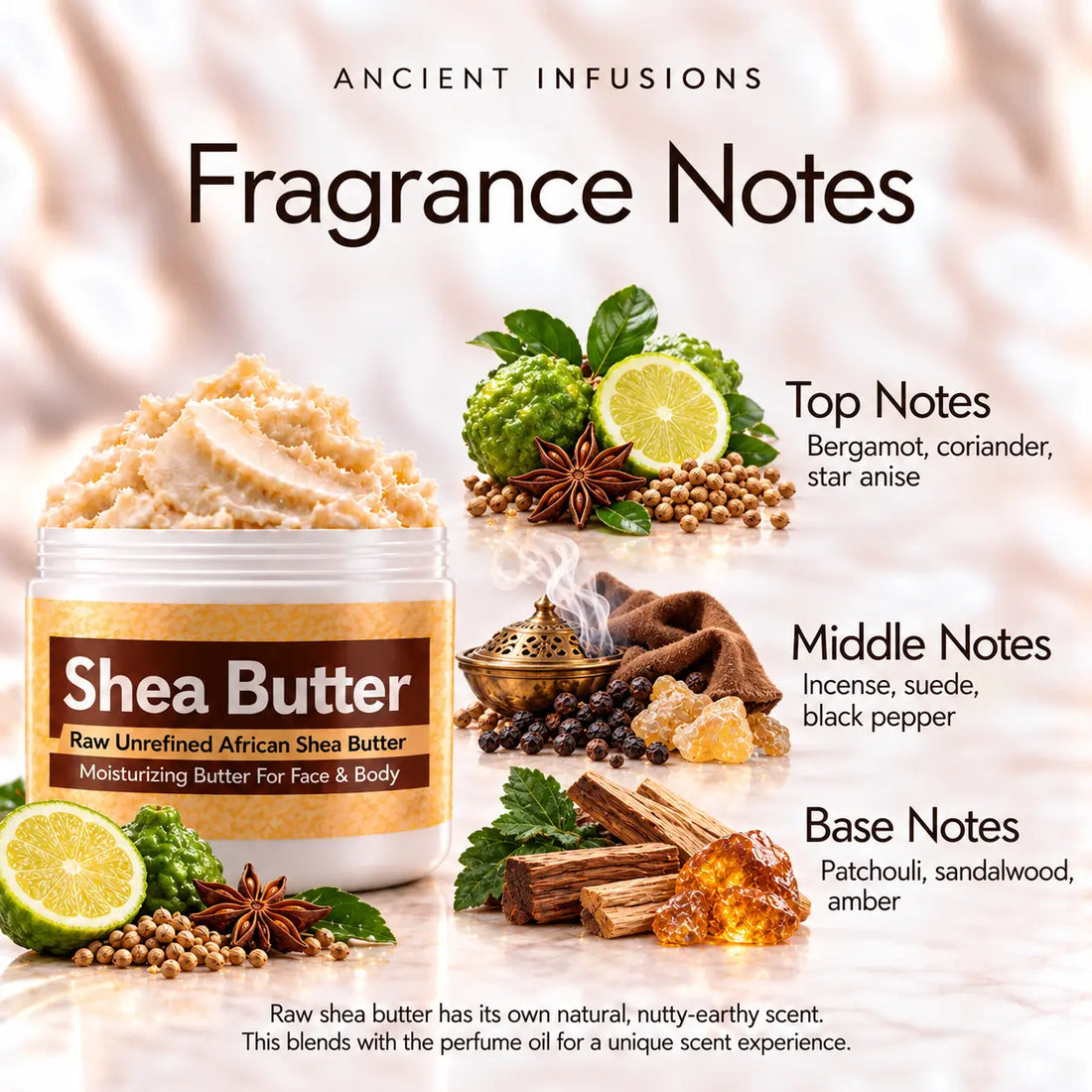 Michael Kors for Men Shea Butter in an open white jar with textured ivory shea butter and simple scent accents on a soft cream background.