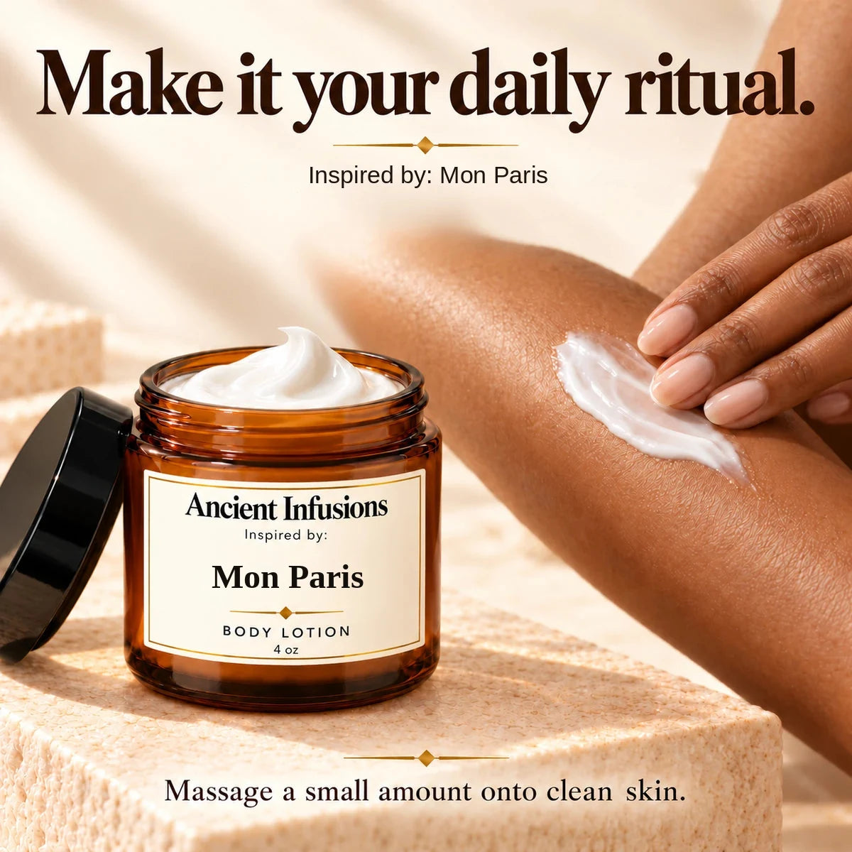 Mon Paris Inspired Body Lotion by Ancient Infusions — how to apply lotion