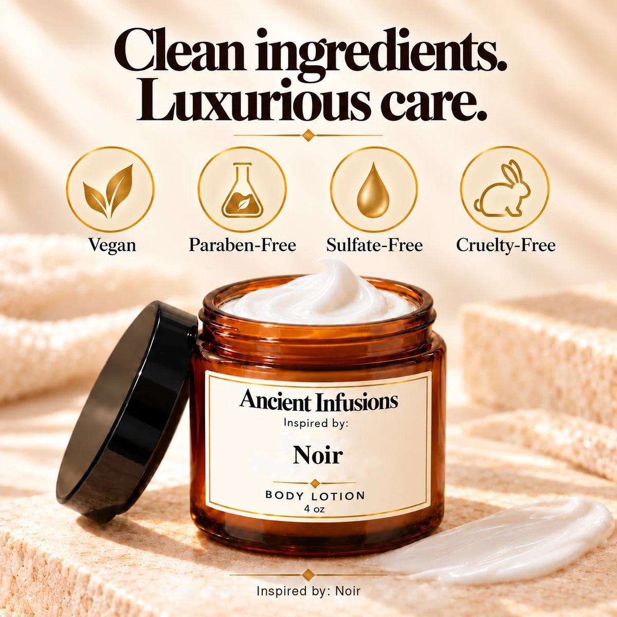 Noir Inspired Body Lotion by Ancient Infusions — vegan, paraben-free, sulfate-free and cruelty-free