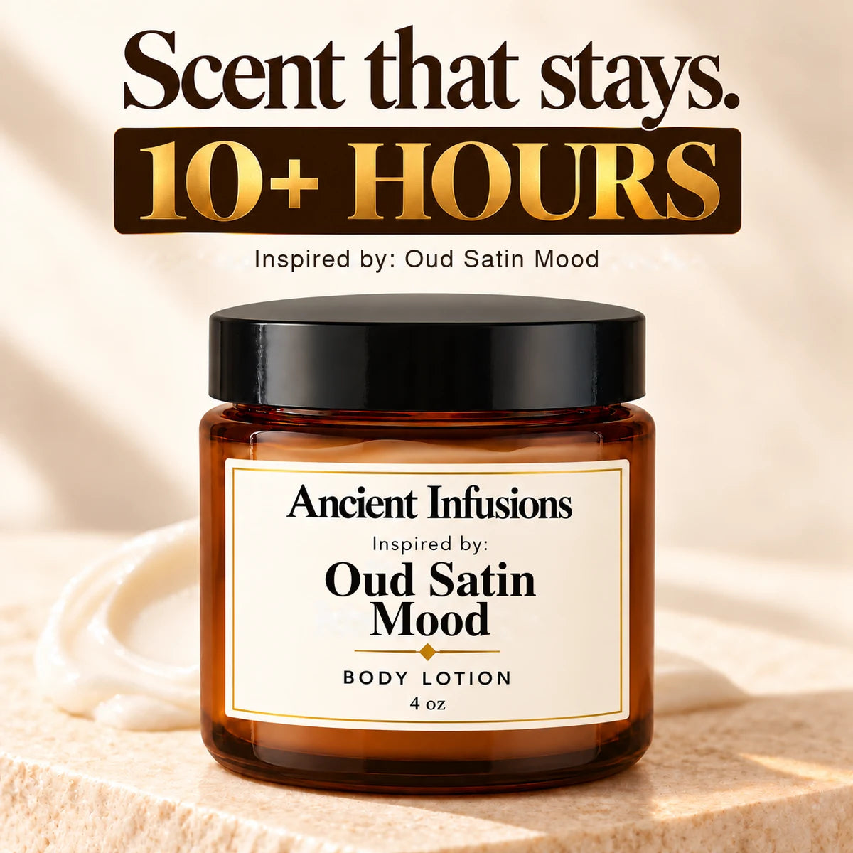 Oud Satin Mood Inspired Body Lotion by Ancient Infusions — lasting scent