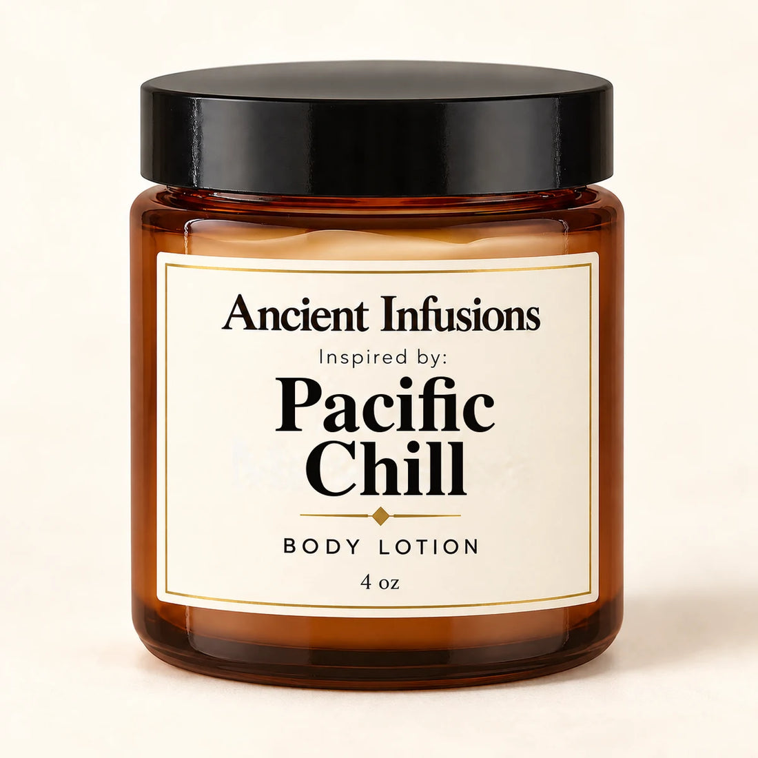 Pacific Chill Inspired Body Lotion by Ancient Infusions — 4 oz amber glass jar