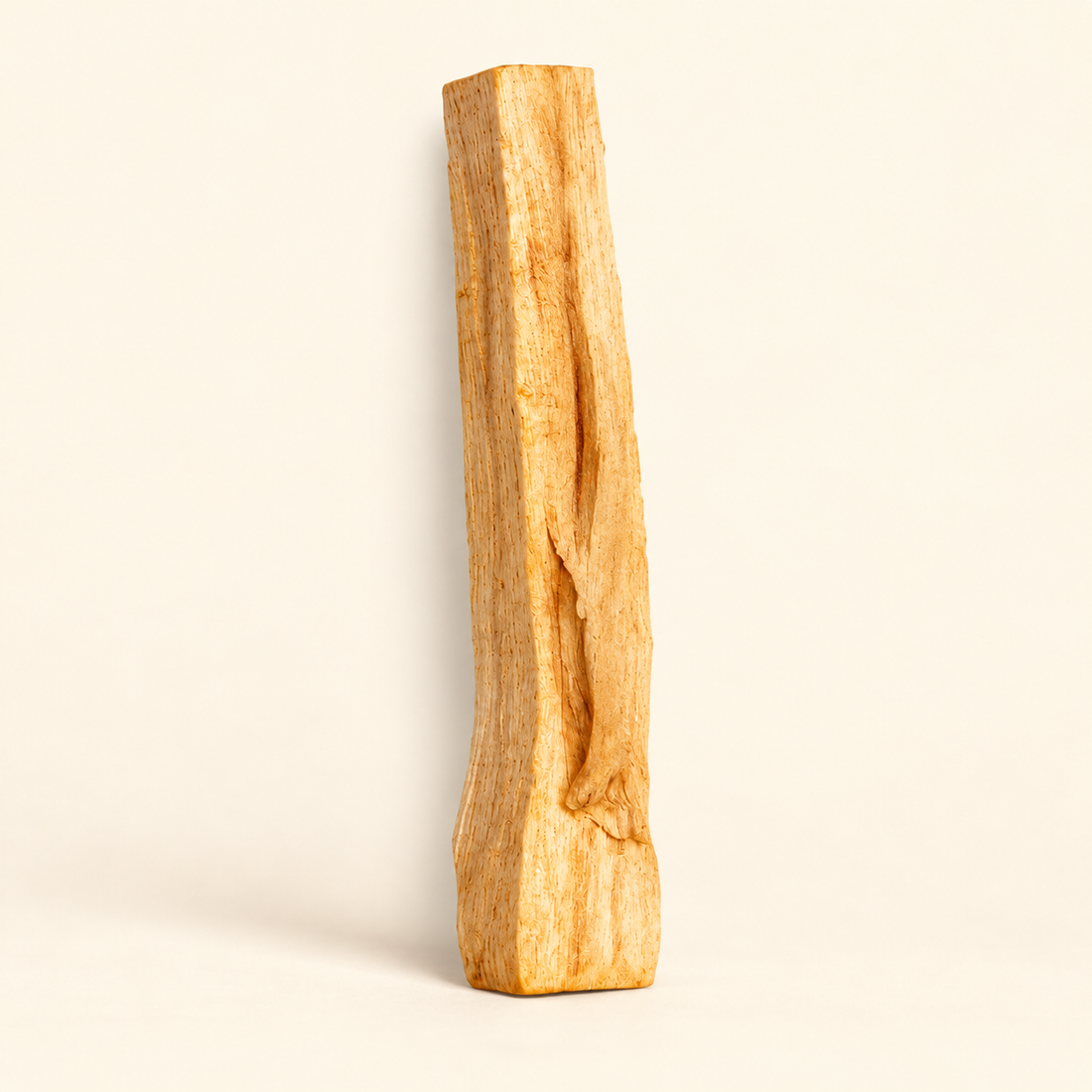 One Palo Santo stick on a warm ivory background