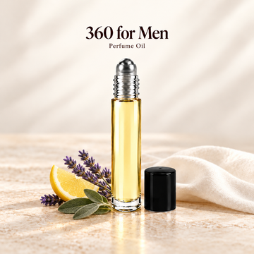 Perry Ellis 360 for Men Perfume Oil with simple scent note accents on soft ivory