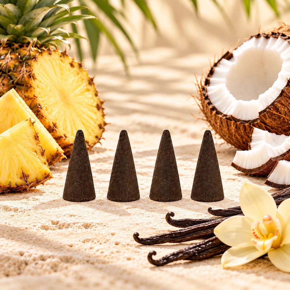 Pina Colada Incense Cones with pineapple, coconut and vanilla.