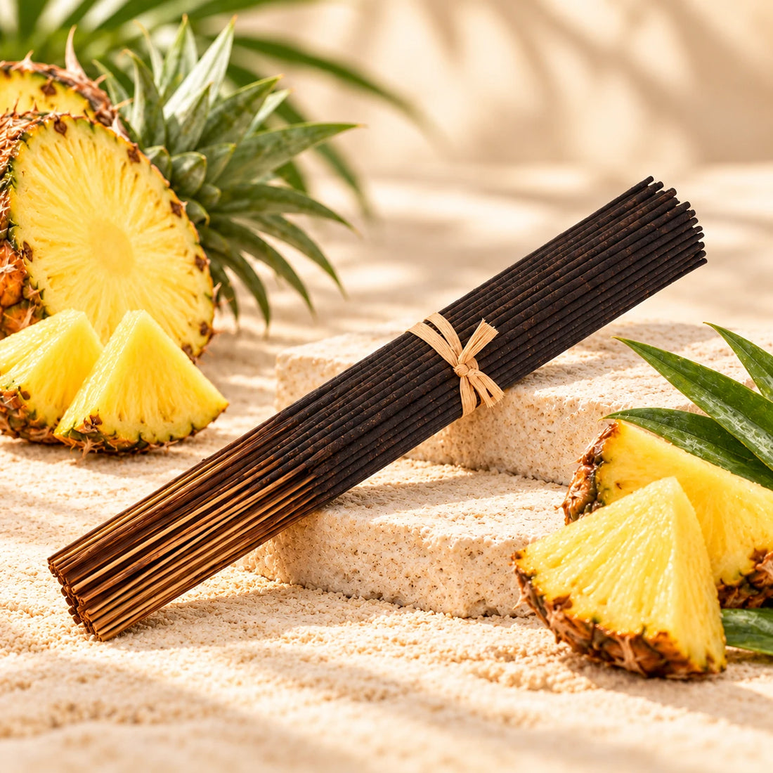 Pineapple Incense Sticks with fresh pineapple.
