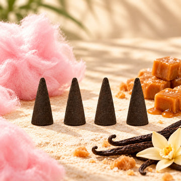Pink Sugar Incense Cones with cotton candy, caramel and vanilla.