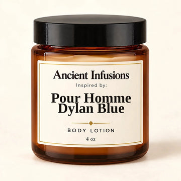 Pour Homme Dylan Blue Inspired Body Lotion by Ancient Infusions — 4 oz amber glass jar