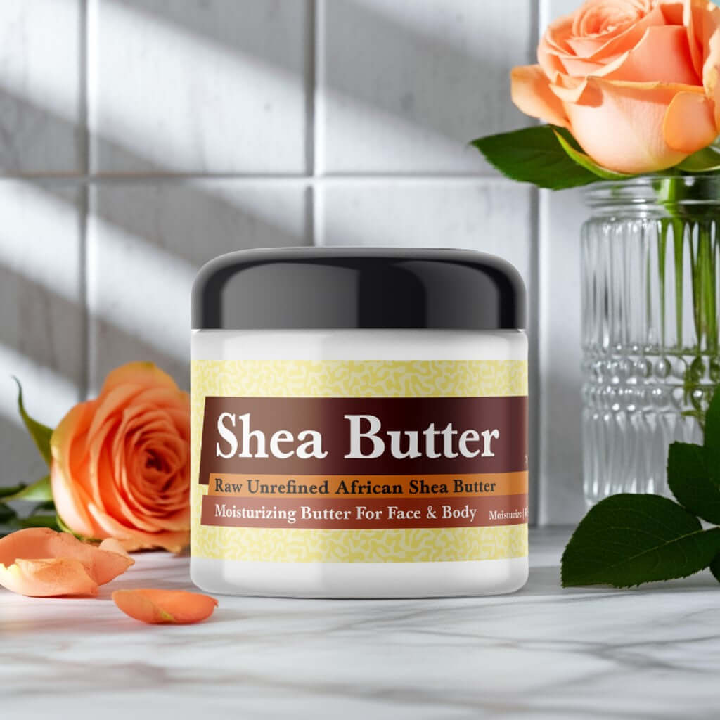 Beautiful Inspired Scented Shea Butter in elegant container with roses for luxurious skincare and moisturizing.