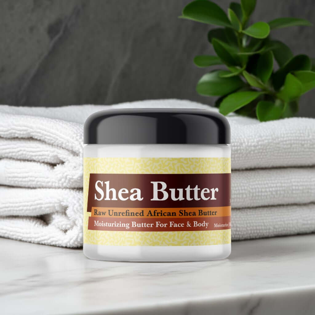 Calvin Klein Eternity Inspired Scented Shea Butter in elegant jar on bathroom counter.