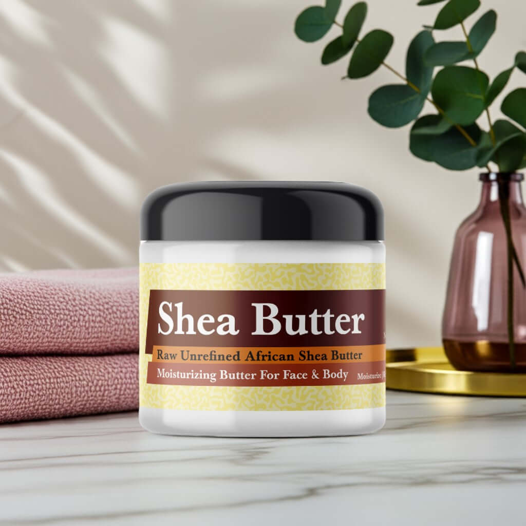 Chanel Paris-Paris Inspired Scented Shea Butter in elegant jar on marble surface, surrounded by soft towels and greenery.