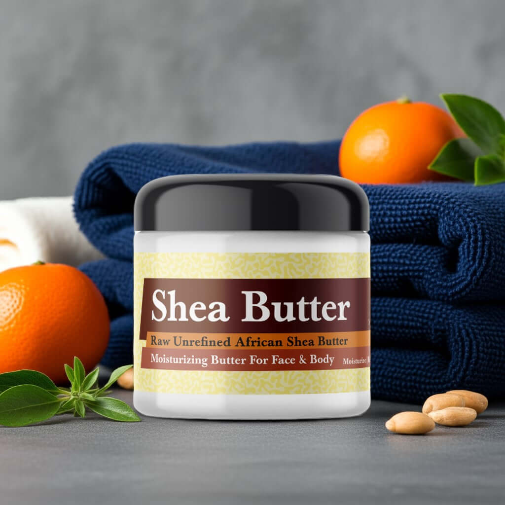 True Religion Man Inspired Scented Shea Butter jar with oranges and nuts