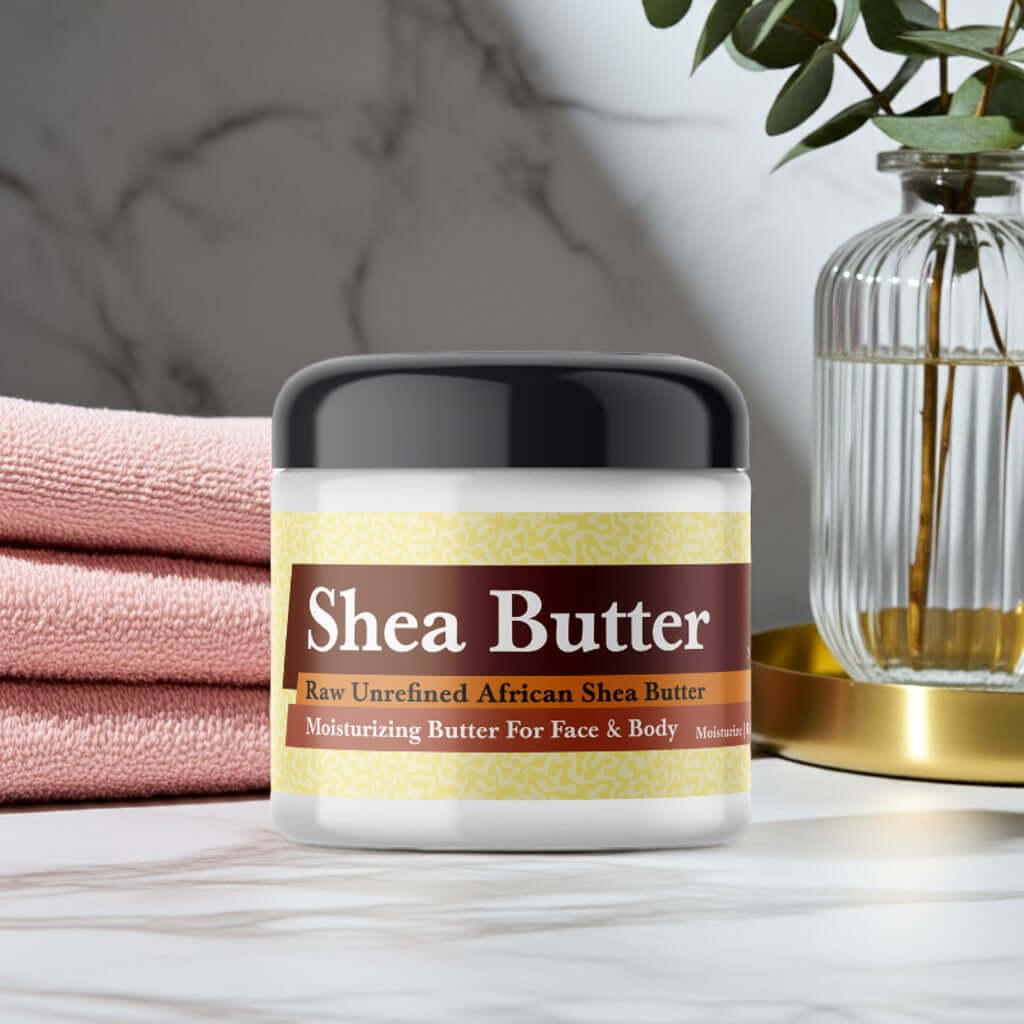 Bath & Body You Are The One Inspired Scented Shea Butter jar with towels and vase, luxury skincare product