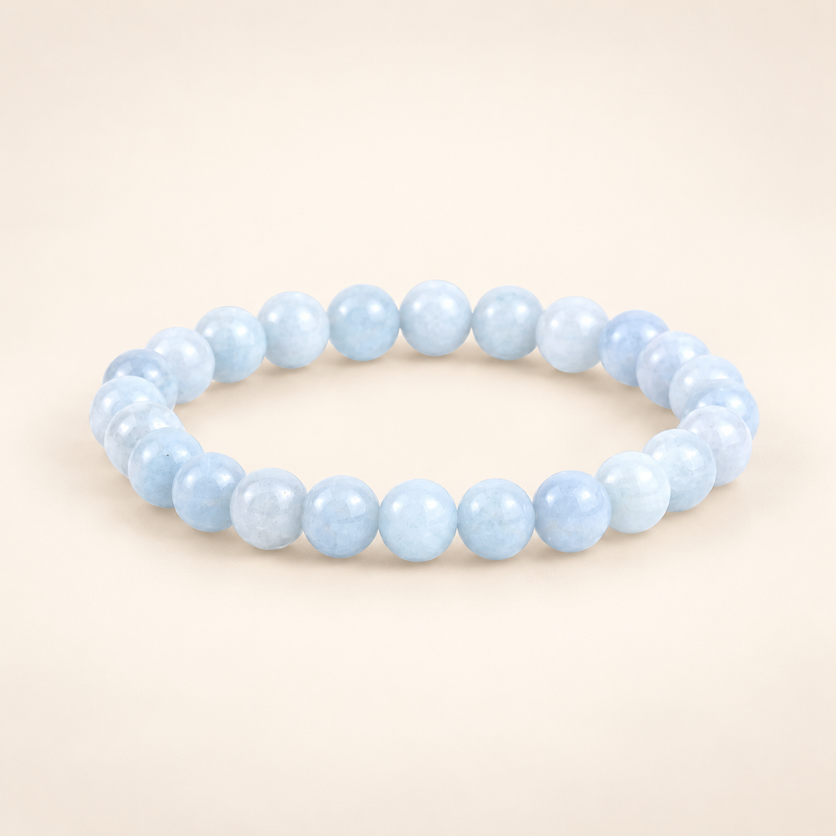 Aquamarine Elastic Bracelet on a soft ivory background, view 1