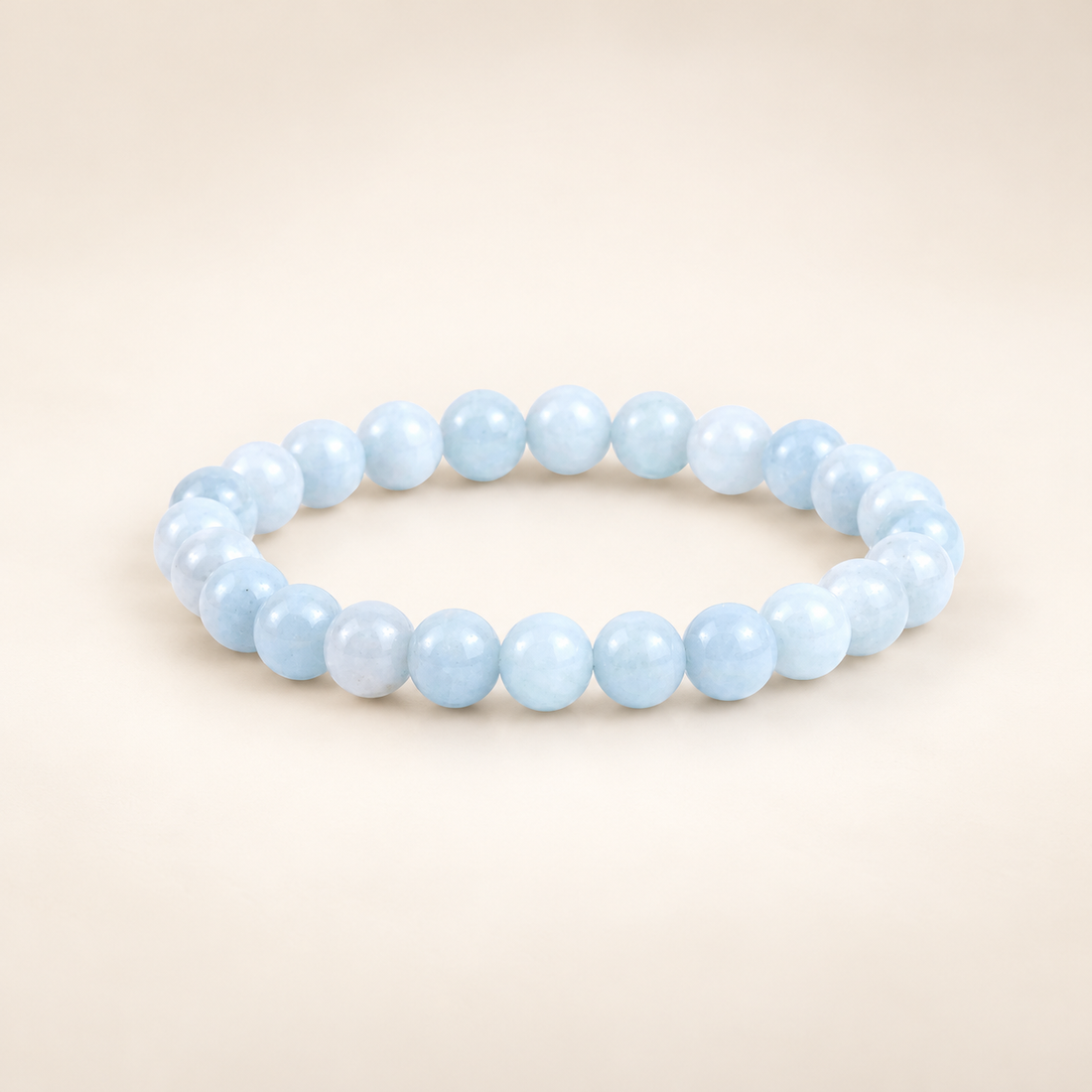 Aquamarine Elastic Bracelet on a soft ivory background, view 1
