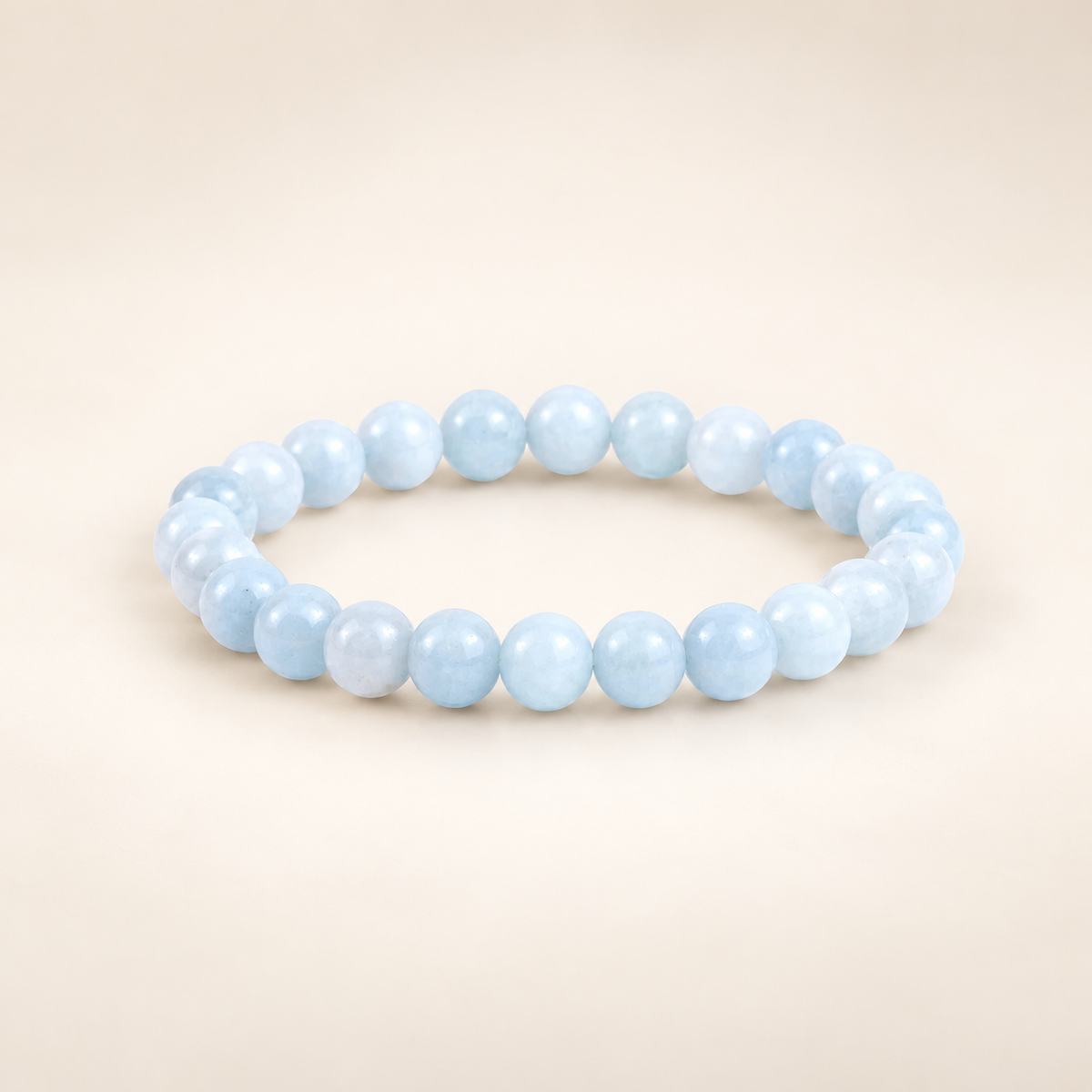 Aquamarine Elastic Bracelet on a soft ivory background, view 2