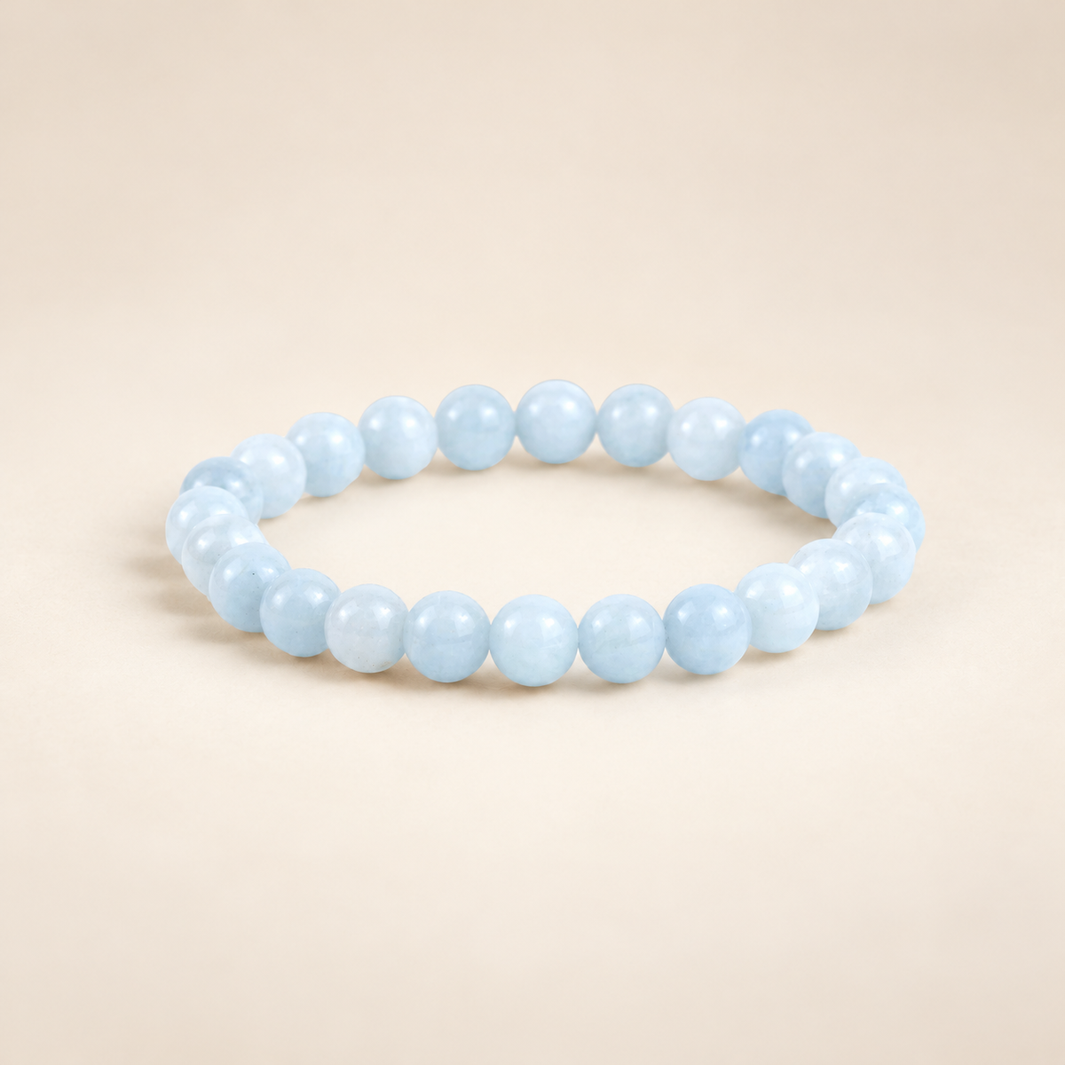 Aquamarine Elastic Bracelet on a soft ivory background, view 3