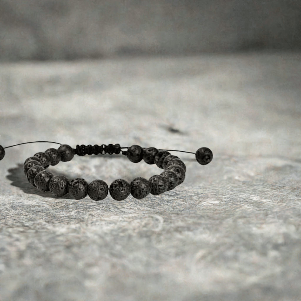 Lava Stone Energy Bracelet - Adjustable for Men and Women - Grounding and Stress Relief.
