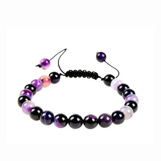 Purple Agate Adjustable Rope Bracelet - Healing Properties and Balance Benefits.