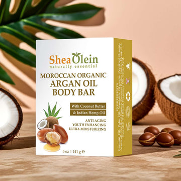 Shea Olein Moroccan Organic Argan Oil Soap with coconut butter, anti-aging and moisturizing benefits, 5 oz package